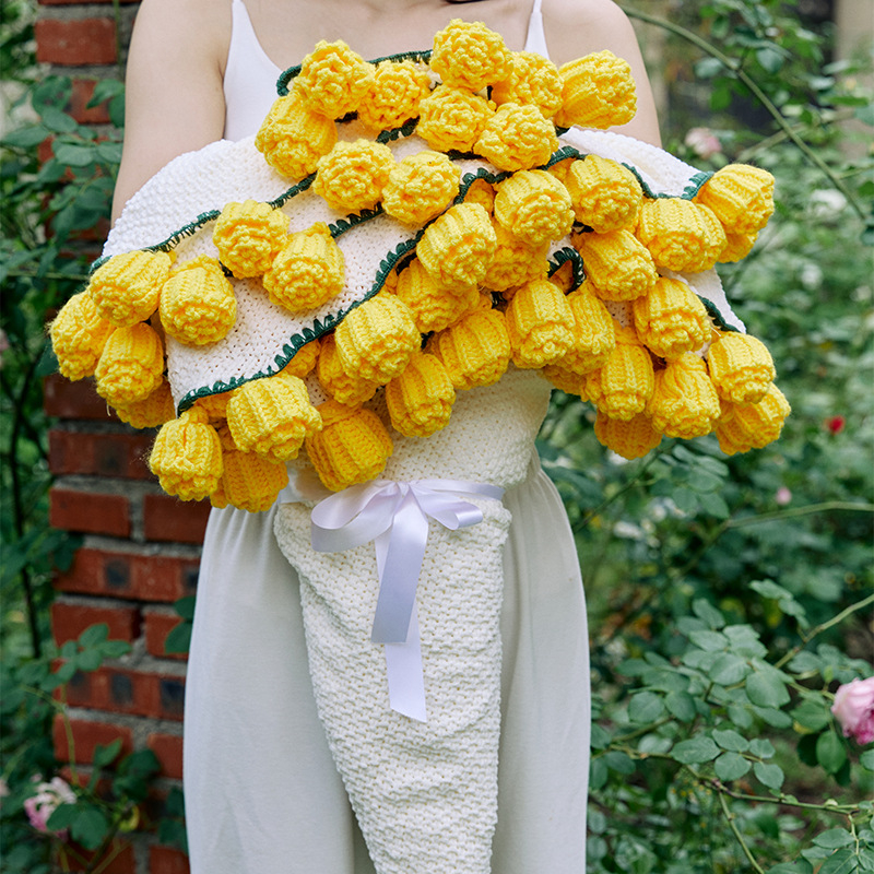 Rankų darbo rožių puokštės pledas, 1000–1499 g poliesteris, gėlių raštas, kaimiško stiliaus, visoms metų laikams