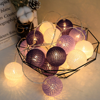 LED гирлянд със памучни топчета – 10 гнезда, 3V вход, 6500 lm, IP43, 60000 ч живот, пластмасов корпус