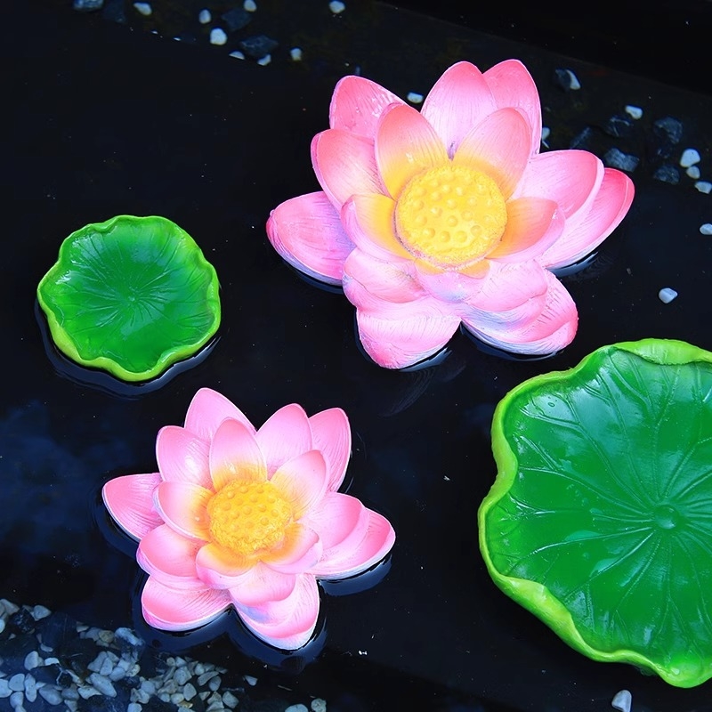 Műgyanta lebegő víz dekoráció lótuszlevél és béka motívummal, kerthez, tavakhoz és erkélyhez (Márka: Green Paper; Anyag: Gyanta; Stílus: Pastoral; Kivitelezés: Gravírozás)