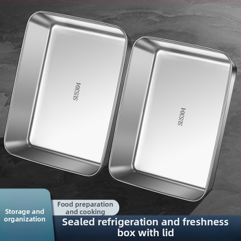 Τετράγωνο δοχείο φαγητού από ανοξείδωτο ατσάλι με καπάκι για αποθήκευση στην κουζίνα, χωρητικότητα 0.3–3 L