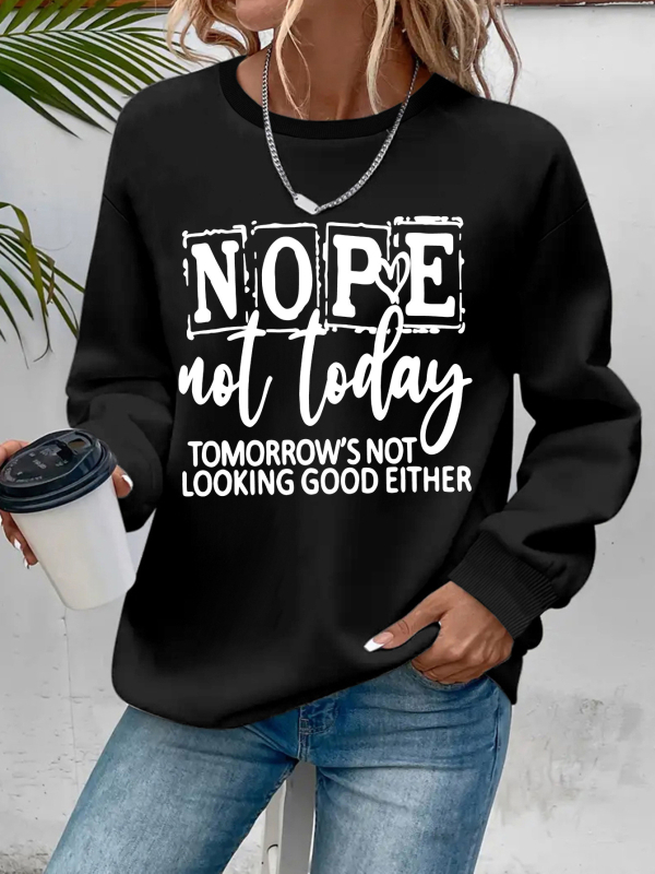 Női polár bélésű kapucnis pulóver - laza fazon, hosszú ujjú, betűs mintázat, poliészter anyag