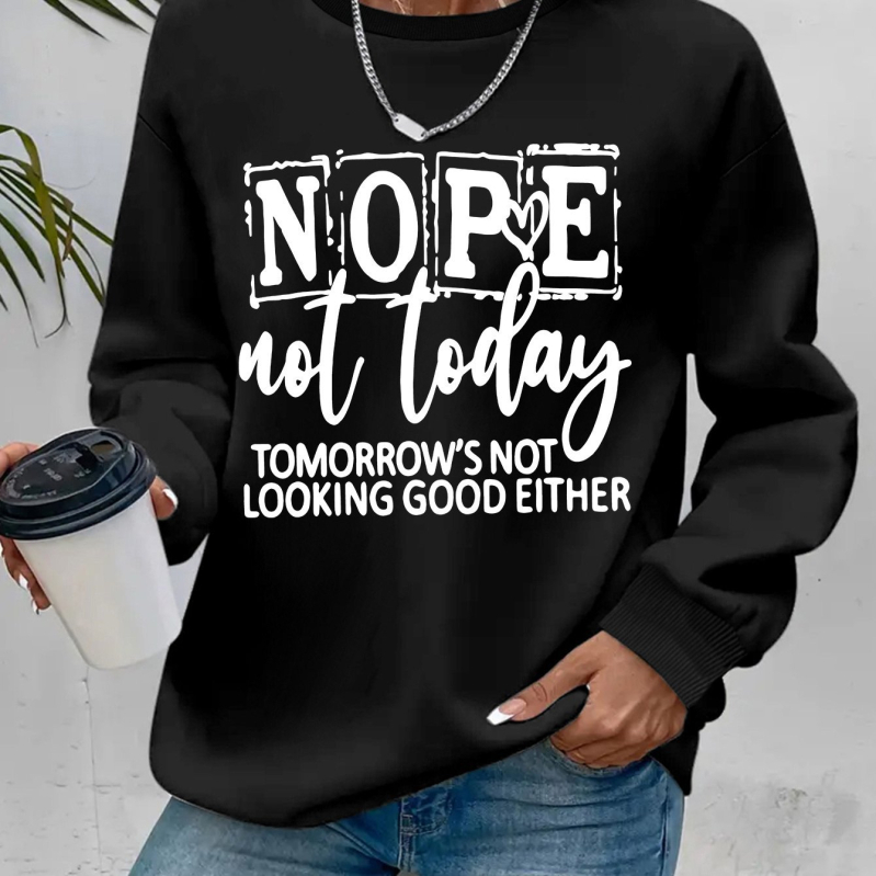 Női polár bélésű kapucnis pulóver - laza fazon, hosszú ujjú, betűs mintázat, poliészter anyag