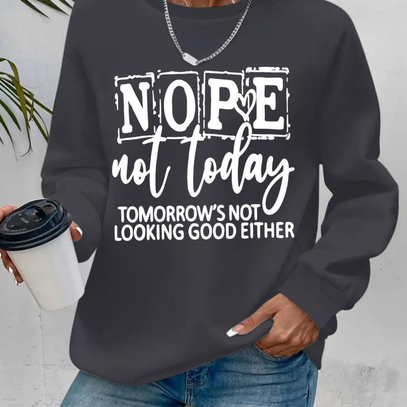 Női polár bélésű kapucnis pulóver - laza fazon, hosszú ujjú, betűs mintázat, poliészter anyag