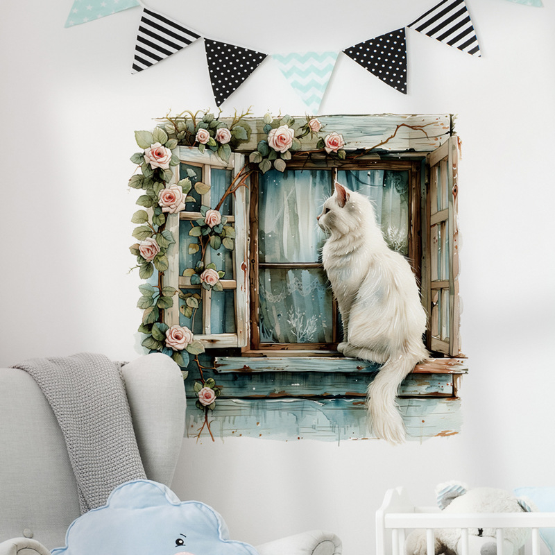 PVC falmatrica - vízálló, mintázat virágok és aranyos állatok nappali, fürdőszoba, bejárat