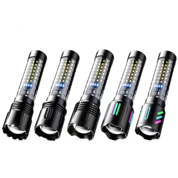 Lézeres zseblámpa hosszú hatótávolsággal, beépített 1800 mAh akkumulátor, 10 W, alumínium ötvözet test, hatótávolság több mint 500 m