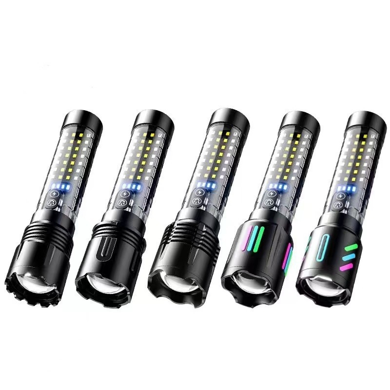 Lézeres zseblámpa hosszú hatótávolsággal, beépített 1800 mAh akkumulátor, 10 W, alumínium ötvözet test, hatótávolság több mint 500 m