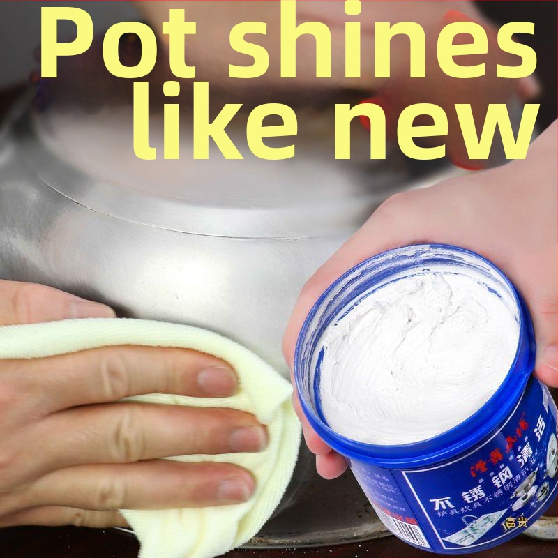 Nerūsējošā tērauda tīrīšanas pasta virtuves lietošanai – rūšu noņemšana, smagu nogulumu un apdegumu traipu noņemšana, 500 g, daudzfunkcionāls tīrīšanas līdzeklis.