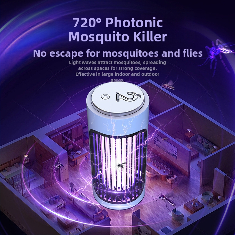 Λάμπα εξόντωσης κουνουπιών για οικιακή χρήση — LED εσωτερική ηλεκτρική παγίδα κουνουπιών με ενσωματωμένη μπαταρία, κατάλληλη για 31–40 τ.μ., αρωματοθεραπεία