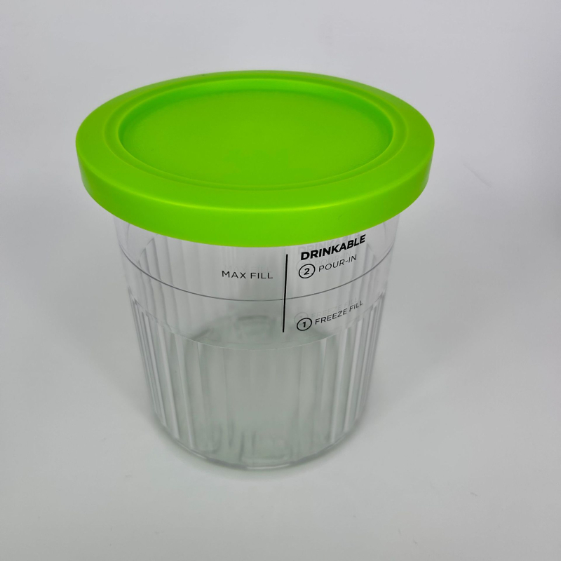 Plastikinė ledų laikymo talpykla, talpa 501–800 ml, apvali forma, tinkama naudoti mikrobangų krosnelėje, prekės ženklas 543