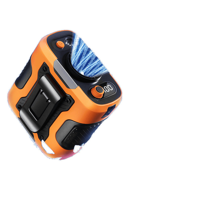 Juosmens USB ventiliatorius su įmontuota 4000–6000mAh baterija, 5 mentelės, brushless variklis, begalinis greičio reguliavimas, triukšmas 36–45 dB