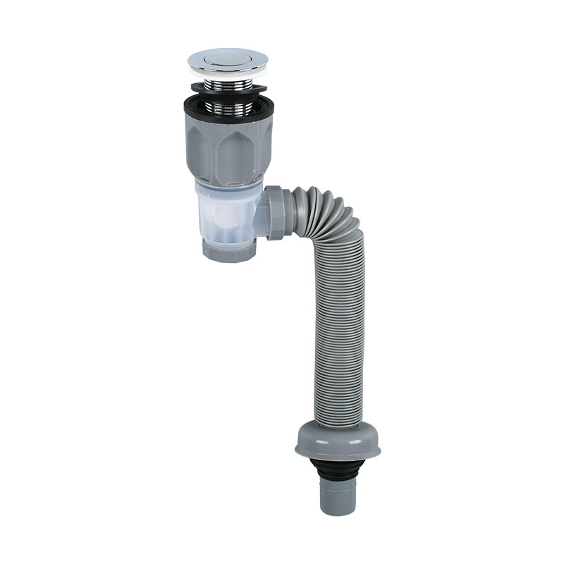 Σετ αποχέτευσης νιπτήρα, διπλής χρήσης κάθετα και οριζόντια, S-καμπύλη, τύπος ανύψωσης, πλαστικό, μπάνιο