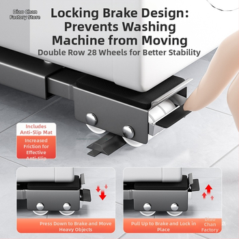 Pagrindas skalbimo mašinai su judančiais ratukais ir anti-vibracijos pagalvėlėmis (Medžiaga: Plastikas; Prekės ženklas: Mink; Funkcija: Be įrengimo)