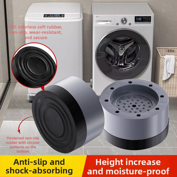 Skalbiamosios mašinos kojų pagalvėlės — neslidžios, slopina vibracijas, aukštinimo kilimėliai, iš plastiko; modernus minimalistinis stilius