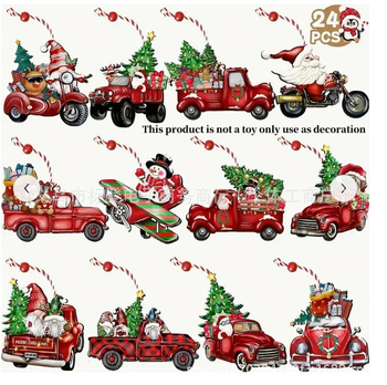 24 τεμάχια ξύλινες διακοσμήσεις Χριστουγέννων για κρέμασμα – θεμα Άγιος Βασίλης-Ξωτικό, μοντέρνος μινιμαλισμός