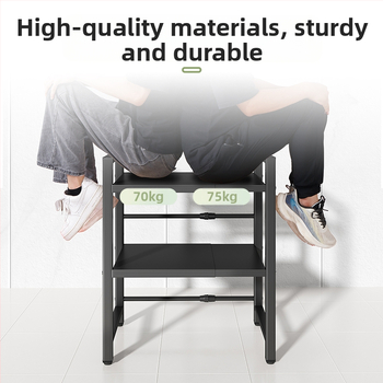 Αναδιπλούμενο διόροφος ράφι αποθήκευσης κουζίνας για πάγκο ή τοίχο, ράφι φούρνου μικροκυμάτων, χωρίς εγκατάσταση