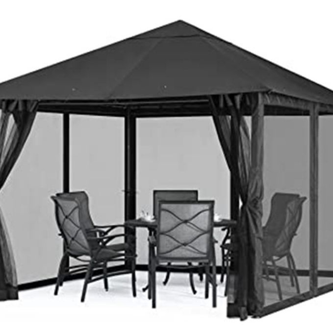 Āra moskītu tīklu teltis ar vienslāņu piramīd formu, ārējais materiāls no poliesteru, elpojošs tīkls, ūdensnoturība 1000-1500 mm