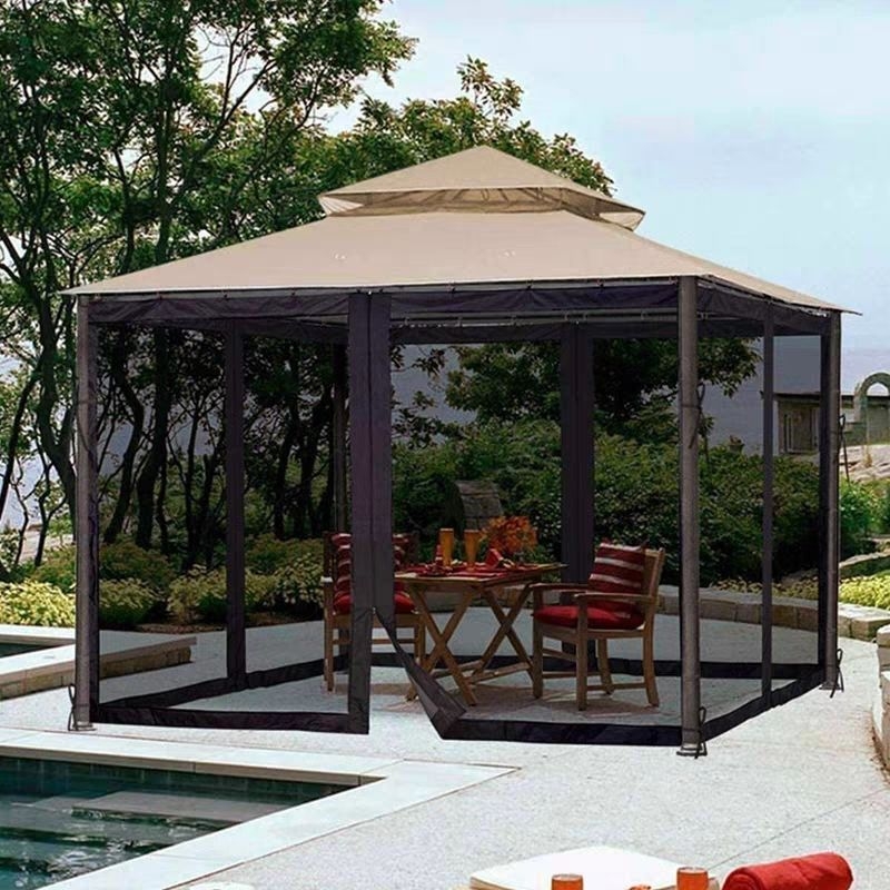 Āra moskītu tīklu teltis ar vienslāņu piramīd formu, ārējais materiāls no poliesteru, elpojošs tīkls, ūdensnoturība 1000-1500 mm