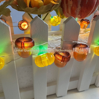 Λυχνία από χαλκό με σχέδια κολοκύθα, καρύδι και φύλλου σφενδάμου για την Ημέρα των Ευχαριστιών και τον εορτασμό της σοδειάς; 30 LED, IP44, μέγ. είσοδος 36V, 50.000 lm, τροφοδοσία με μπαταρία (QC-XH011)