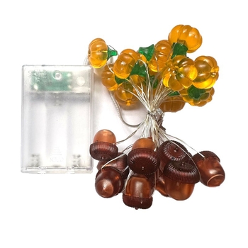 Λυχνία από χαλκό με σχέδια κολοκύθα, καρύδι και φύλλου σφενδάμου για την Ημέρα των Ευχαριστιών και τον εορτασμό της σοδειάς; 30 LED, IP44, μέγ. είσοδος 36V, 50.000 lm, τροφοδοσία με μπαταρία (QC-XH011)