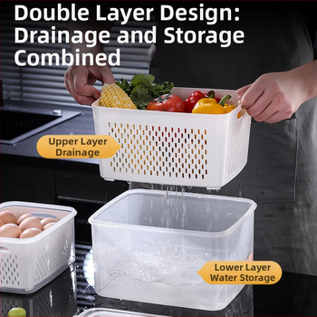 Πλαστικό κλειστό κουτί γεύματος με χειρολαβή και κάδο αποστράγγισης, συμβατό με φούρνο μικροκυμάτων, ορθογώνιο μπέντο δοχείο