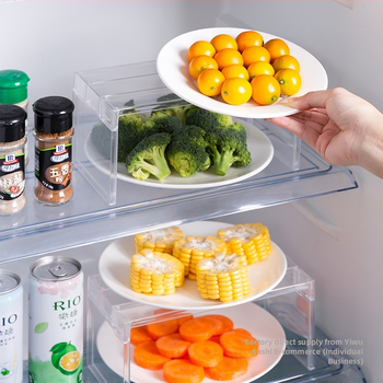 Διαφανές πολύεπίπεδο ράφι κουζίνας για φιάλες καρυκεύματος - αποθηκευτικός οργανωτής ψυγείου, 1 επίπεδο