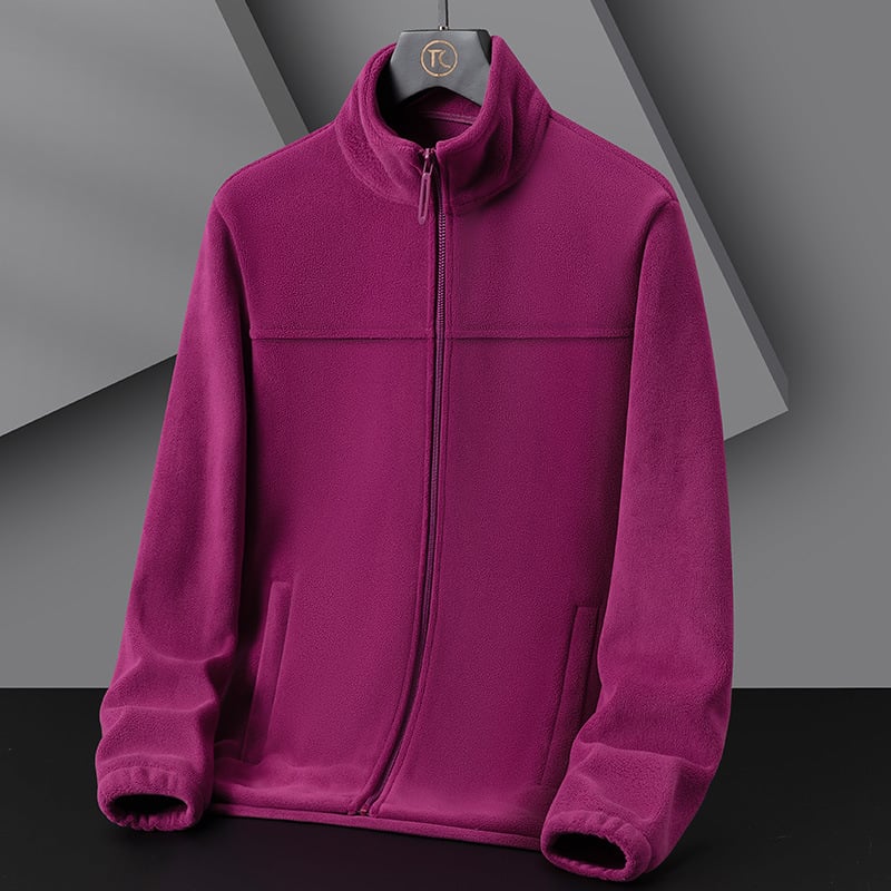 Jachetă din fleece cu guler înalt, stil cardigan, material polar fleece și căptușeală, model contrastant