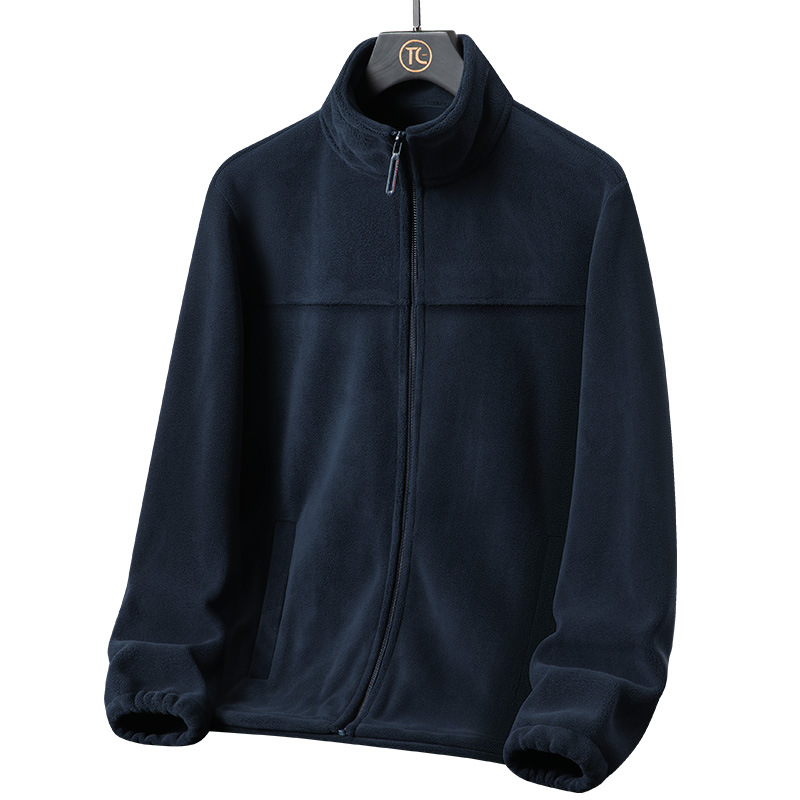 Jachetă din fleece cu guler înalt, stil cardigan, material polar fleece și căptușeală, model contrastant