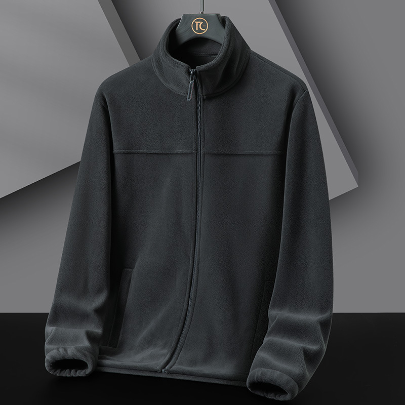 Jachetă din fleece cu guler înalt, stil cardigan, material polar fleece și căptușeală, model contrastant