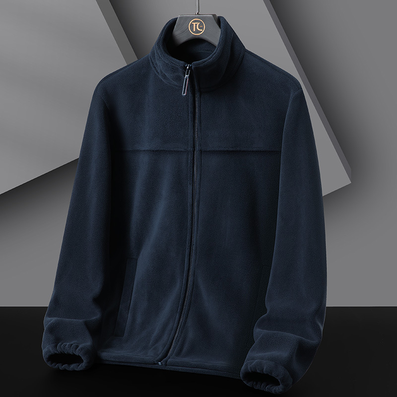 Jachetă din fleece cu guler înalt, stil cardigan, material polar fleece și căptușeală, model contrastant