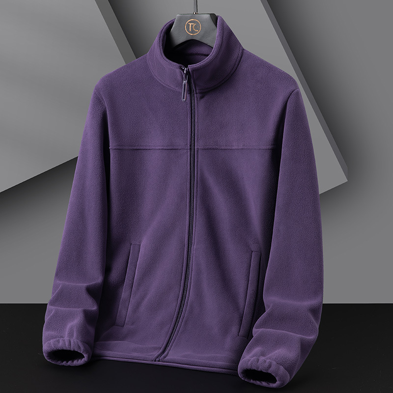 Jachetă din fleece cu guler înalt, stil cardigan, material polar fleece și căptușeală, model contrastant