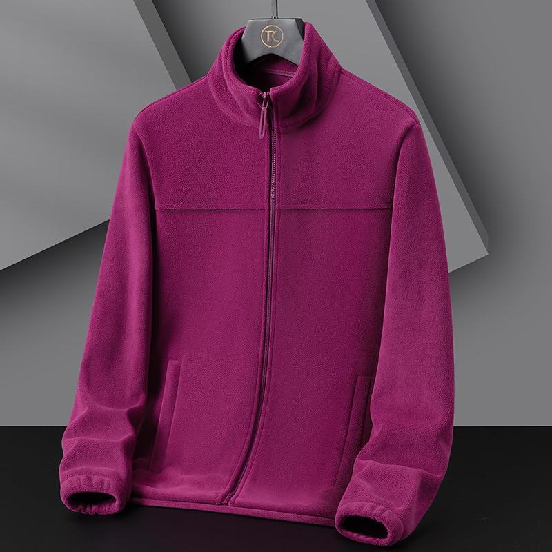 Jachetă din fleece cu guler înalt, stil cardigan, material polar fleece și căptușeală, model contrastant