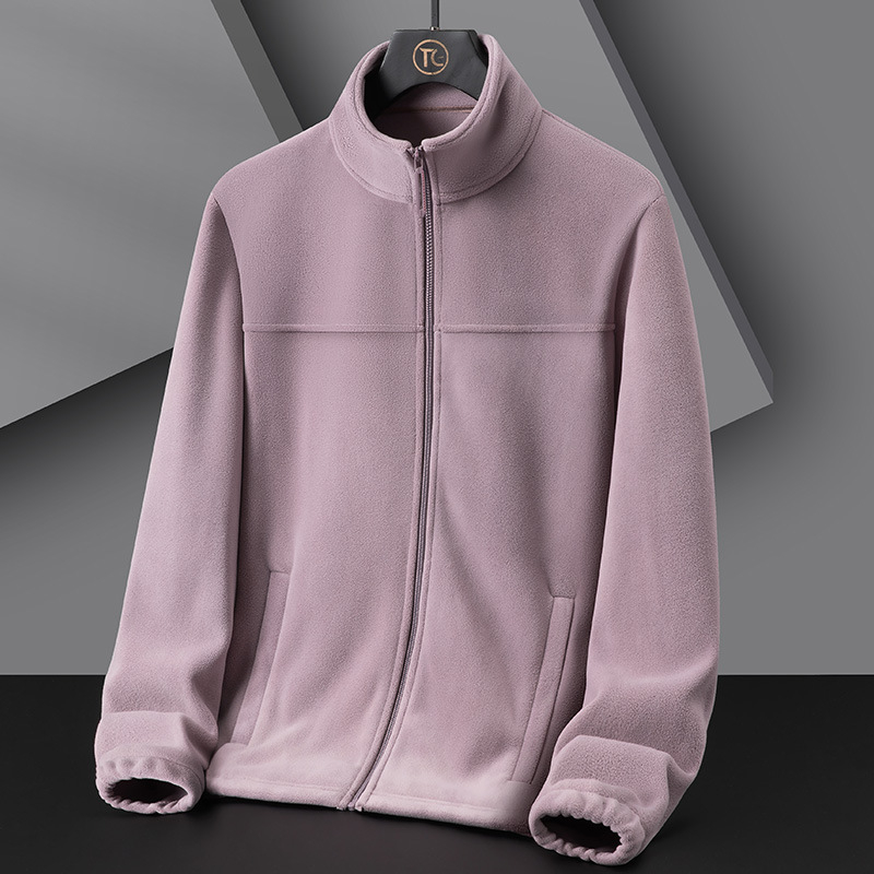 Jachetă din fleece cu guler înalt, stil cardigan, material polar fleece și căptușeală, model contrastant