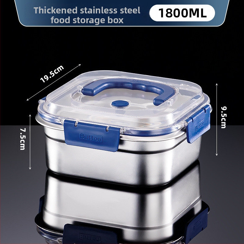 Cutie din oțel inoxidabil pentru conservare, formă pătrată, capacitate 2,1–3 L, menține prospețimea, compatibil cu microunde