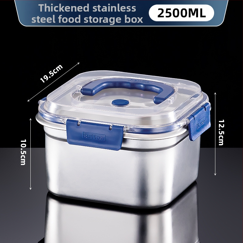 Cutie din oțel inoxidabil pentru conservare, formă pătrată, capacitate 2,1–3 L, menține prospețimea, compatibil cu microunde