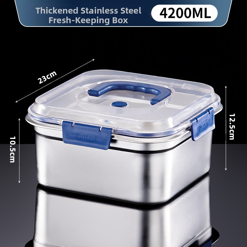 Cutie din oțel inoxidabil pentru conservare, formă pătrată, capacitate 2,1–3 L, menține prospețimea, compatibil cu microunde