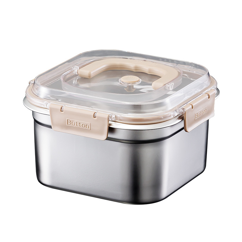 Cutie din oțel inoxidabil pentru conservare, formă pătrată, capacitate 2,1–3 L, menține prospețimea, compatibil cu microunde