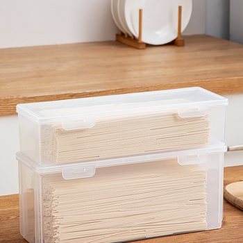 Makaronų laikymo dėžutė, stačiakampė, didelė talpa, sandarus dangtelis, PP medžiaga