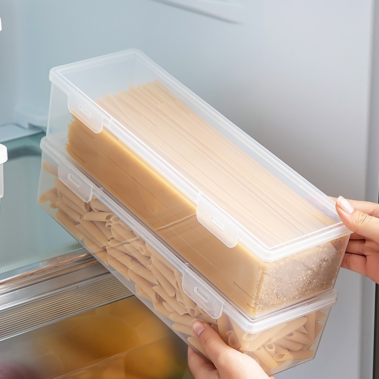 Makaronų laikymo dėžutė, stačiakampė, didelė talpa, sandarus dangtelis, PP medžiaga