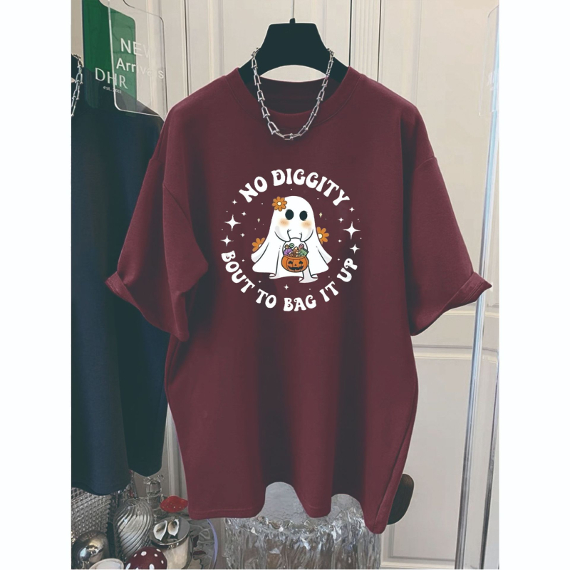 Pamut rövid ujjú póló kerek nyakkal, laza szabás, nyomtatás