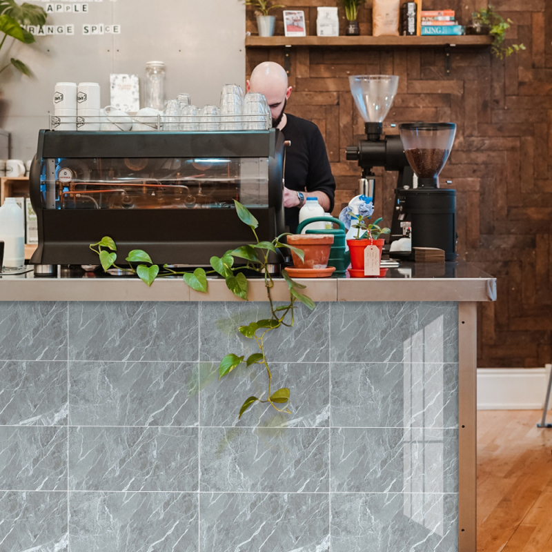 Fali- és padlólap matricák — Márvány mintázat, vízálló PVC, 4 darabos készlet (Nappali, Hálószoba, Dolgozószoba, Fürdőszoba)