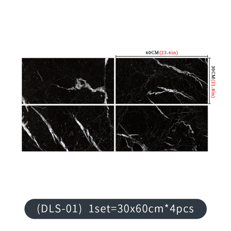Fali- és padlólap matricák — Márvány mintázat, vízálló PVC, 4 darabos készlet (Nappali, Hálószoba, Dolgozószoba, Fürdőszoba)