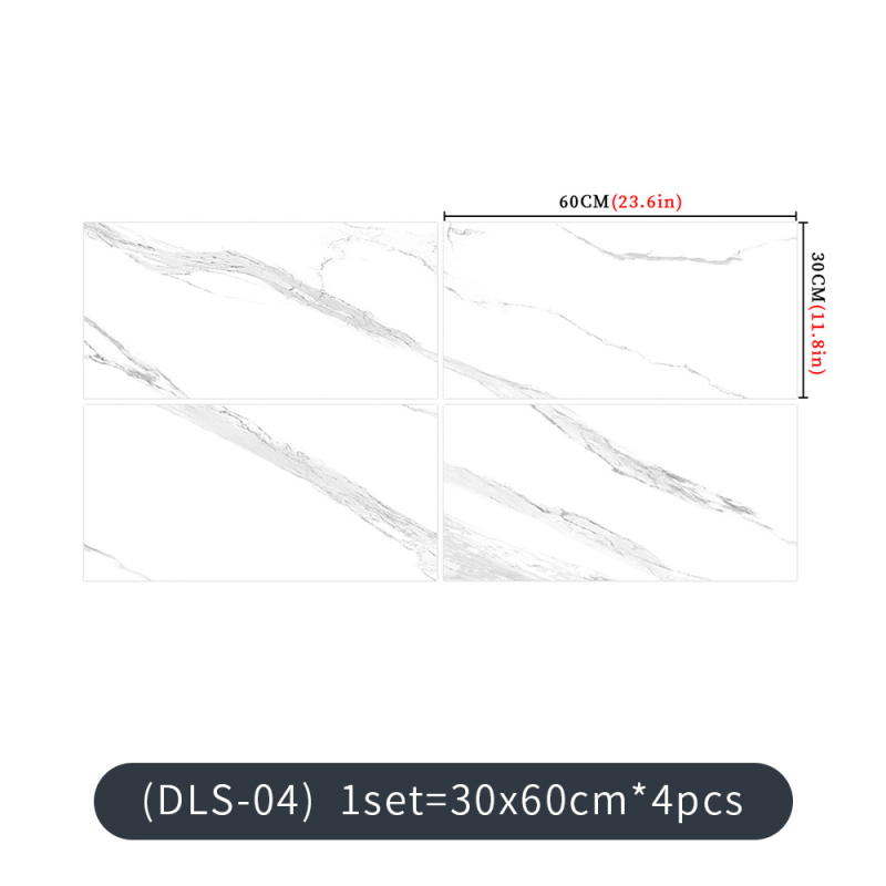 Fali- és padlólap matricák — Márvány mintázat, vízálló PVC, 4 darabos készlet (Nappali, Hálószoba, Dolgozószoba, Fürdőszoba)