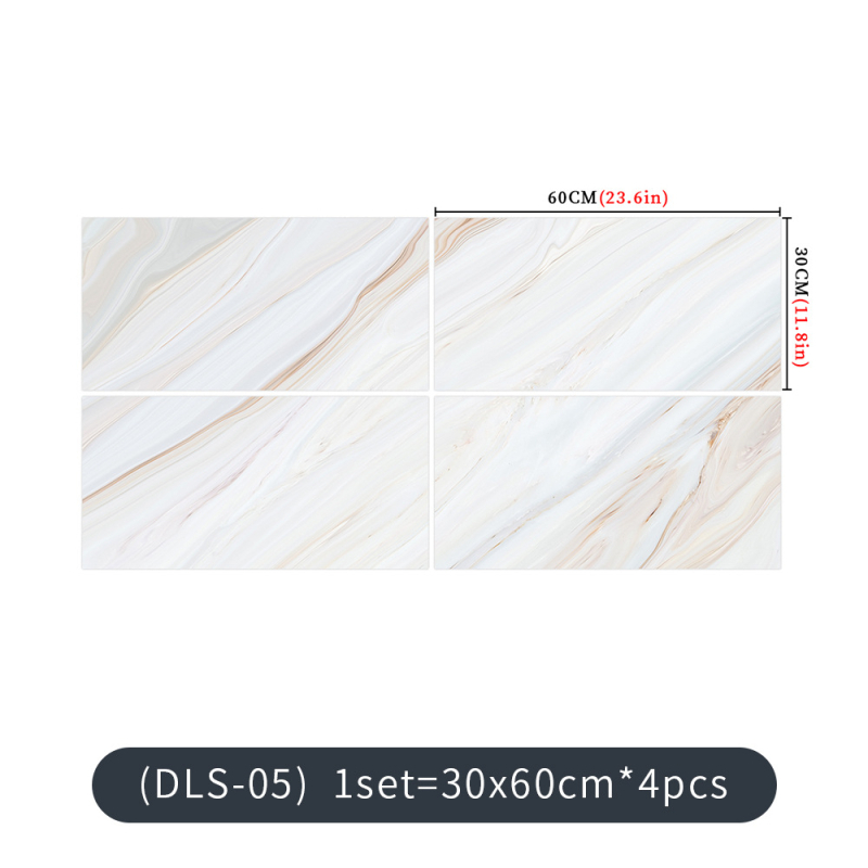 Fali- és padlólap matricák — Márvány mintázat, vízálló PVC, 4 darabos készlet (Nappali, Hálószoba, Dolgozószoba, Fürdőszoba)