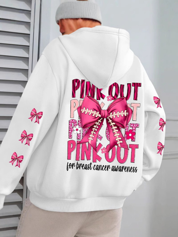 Худи пуловер от флийс с 3D принт, кръгло деколте, дълги ръкави, свободен силует