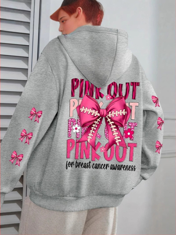 Худи пуловер от флийс с 3D принт, кръгло деколте, дълги ръкави, свободен силует