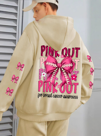 Худи пуловер от флийс с 3D принт, кръгло деколте, дълги ръкави, свободен силует