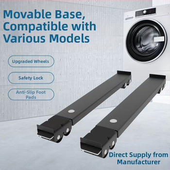 Geležinis pagrindas rėmas skalbimo mašinei ir šaldytuvui su judančiais ratukais, reguliuojamas