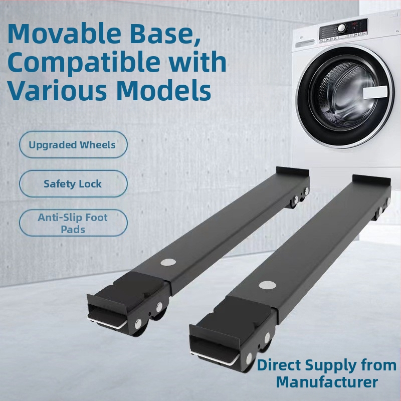 Dzelzs bāze veļasmašīnai un ledusskapim ar kustamiem riteņiem, regulējama