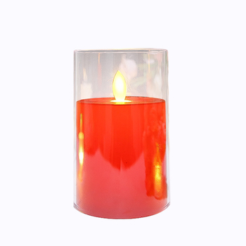 LED žvakė, cilindriškas plastmasos korpusas, svyruojantis gaubtas, spausdintas logotipas, vestuvėms ir sužadėtuvėms rekvizitas