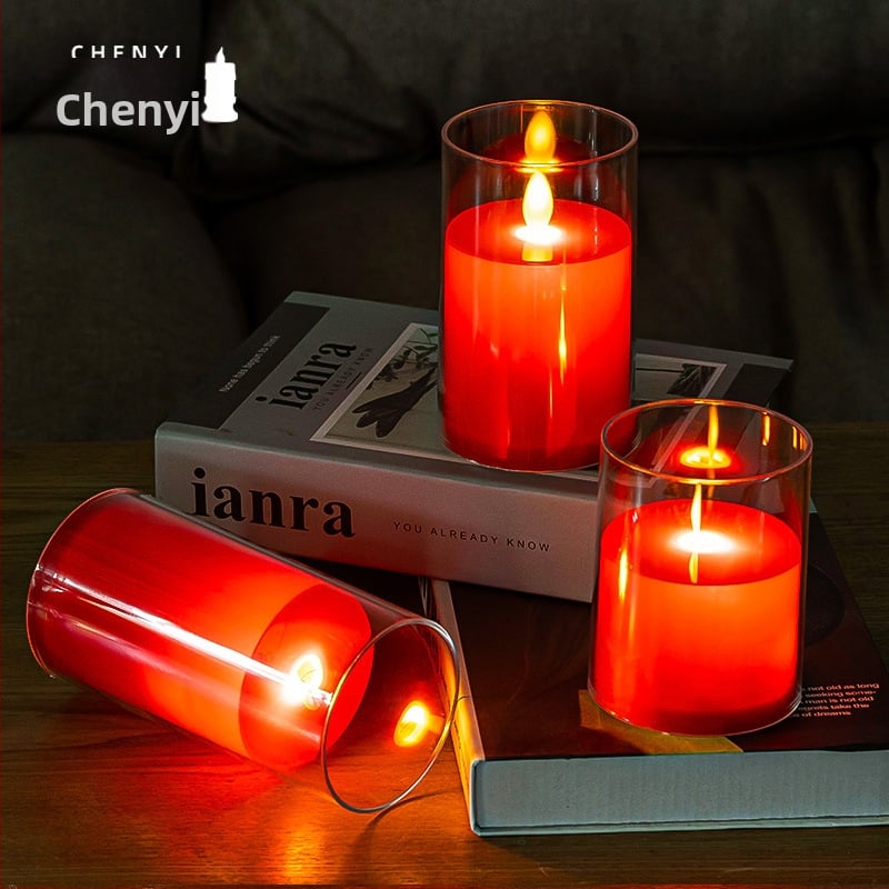 LED svece, cilindrisks plastmasas korpuss, šūpojošais lampas abažūrs, drukāts logotips, kāzu rekvizīts